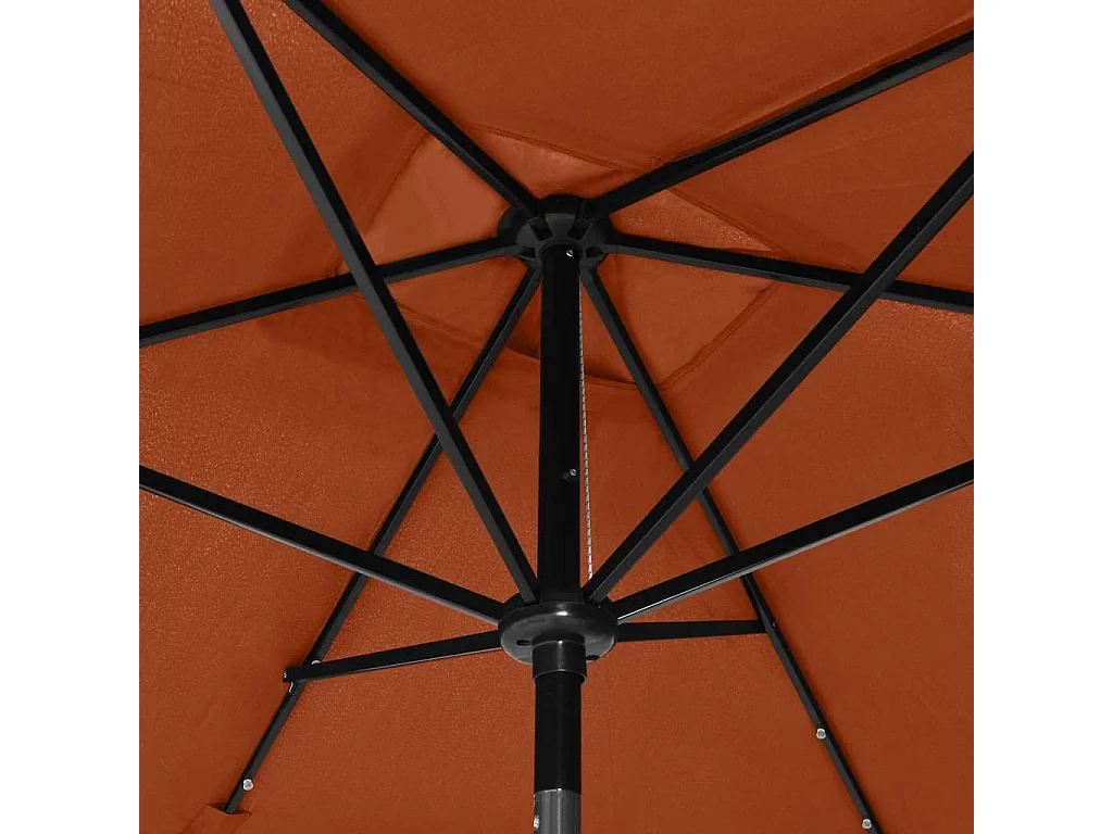 Parasol avec LED et mât en acier Terre cuite 2x3 m