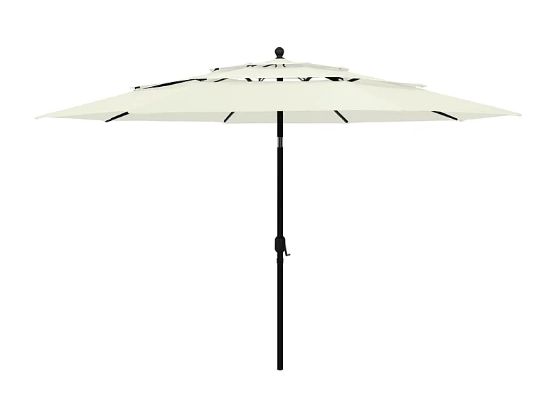Parasol à 3 niveaux avec mât en aluminium Sable 3,5 m