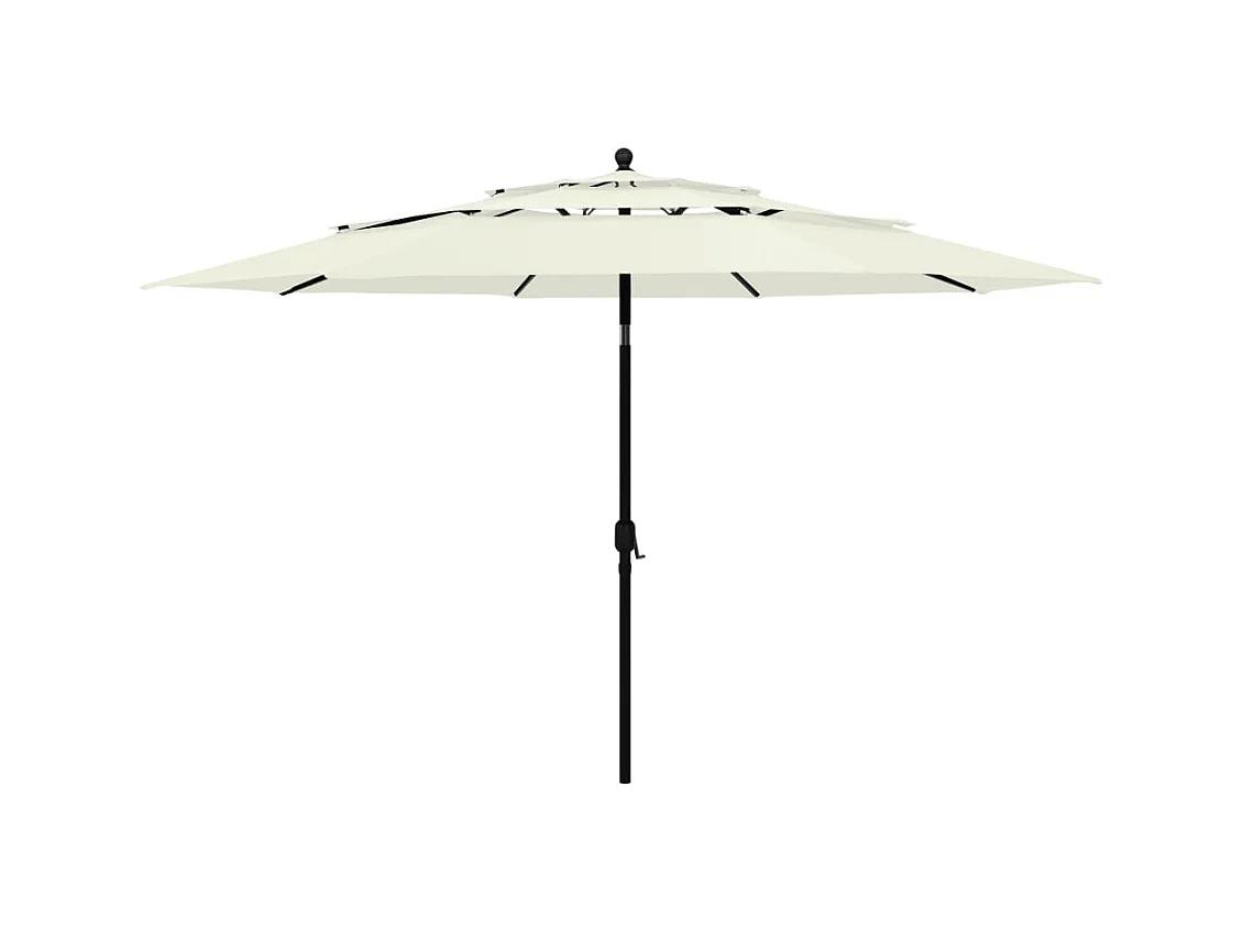 Parasol à 3 niveaux avec mât en aluminium Sable 3,5 m