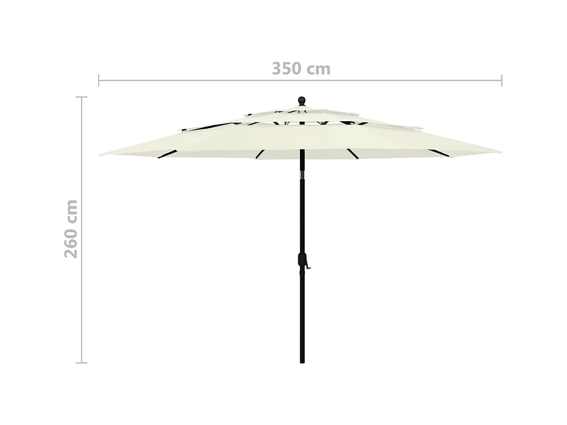 Parasol à 3 niveaux avec mât en aluminium Sable 3,5 m