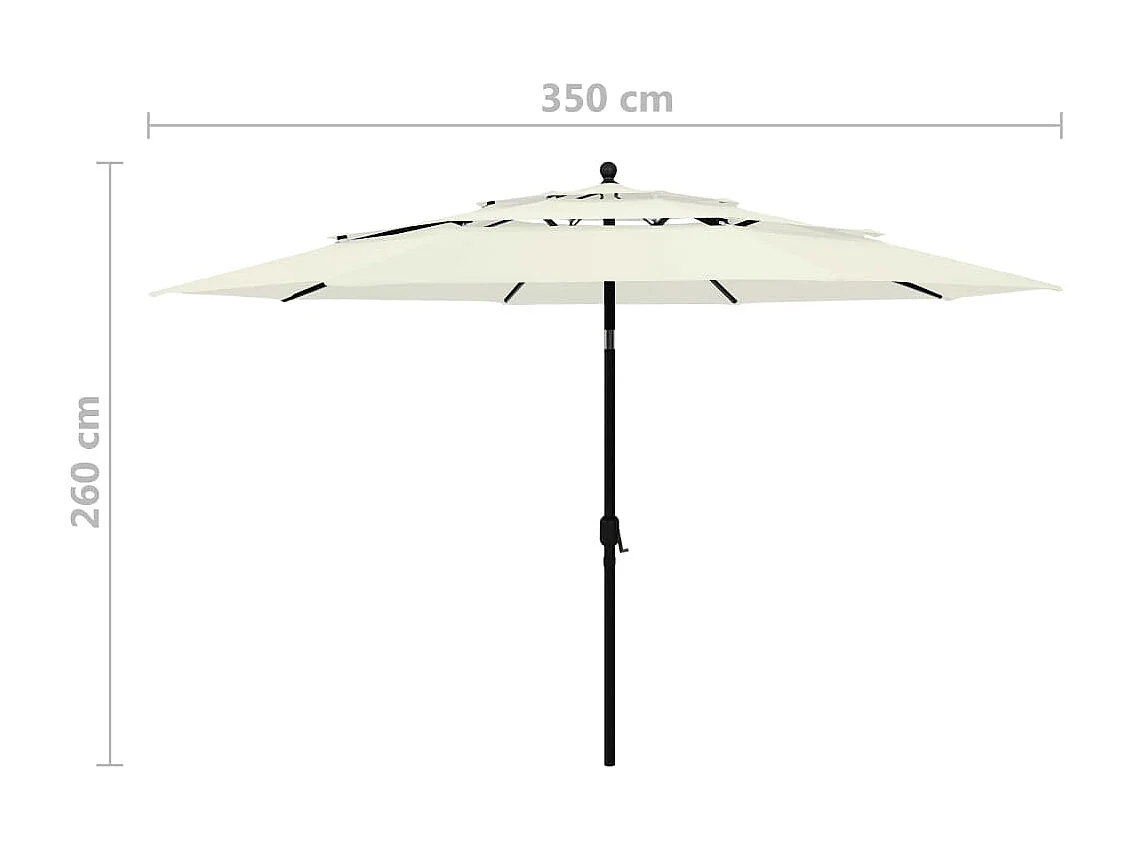 Parasol à 3 niveaux avec mât en aluminium Sable 3,5 m
