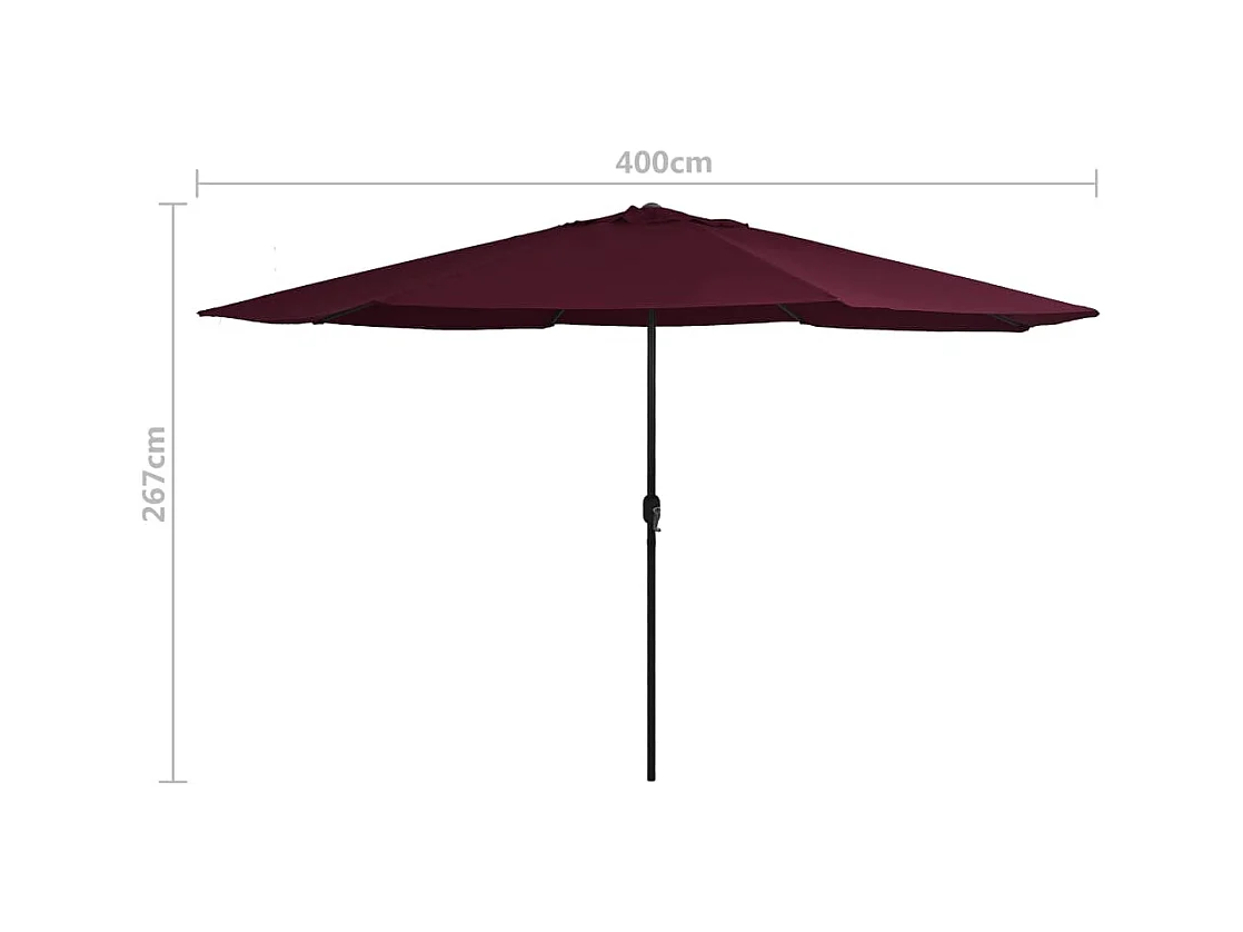 Parasol d'extérieur avec mât en métal 400cm Rouge bordeaux