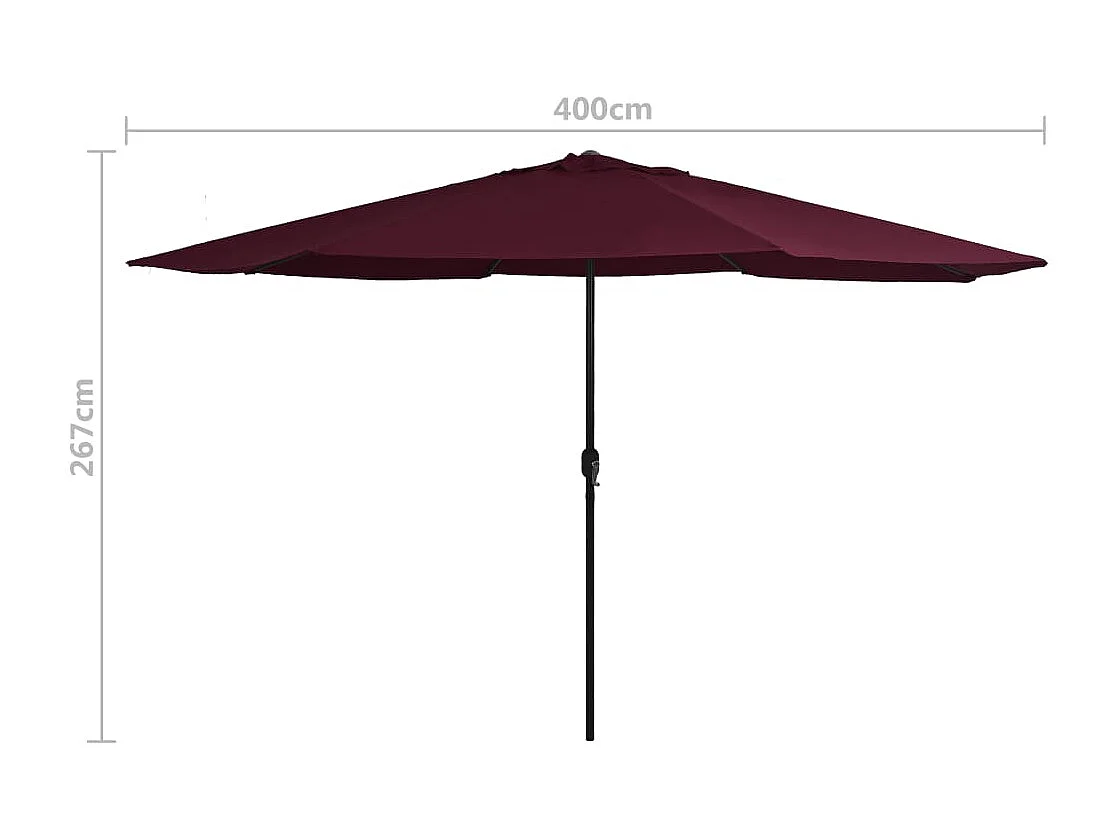 Parasol d'extérieur avec mât en métal 400cm Rouge bordeaux