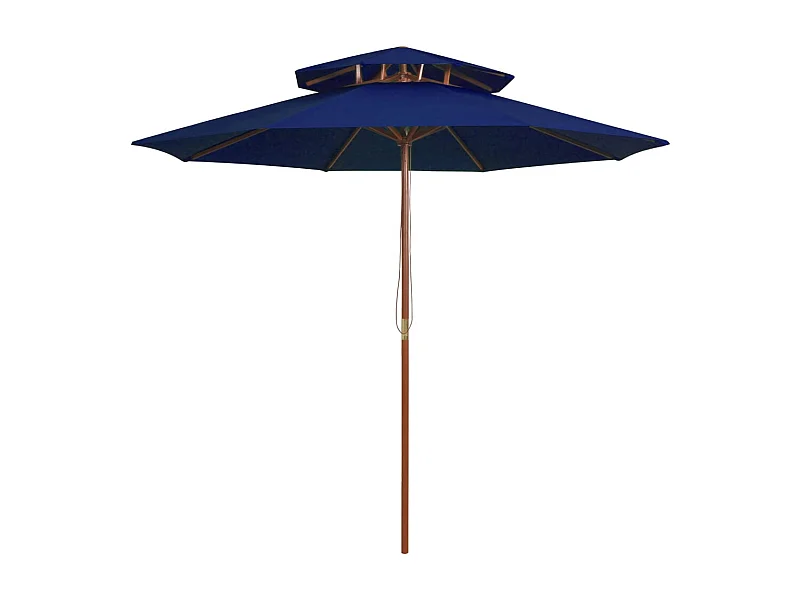 Parasol double avec mât en bois Bleu 270cm