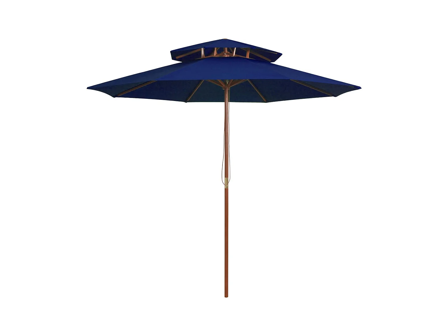 Parasol double avec mât en bois Bleu 270cm