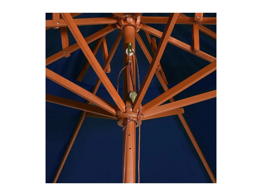 Parasol double avec mât en bois Bleu 270cm