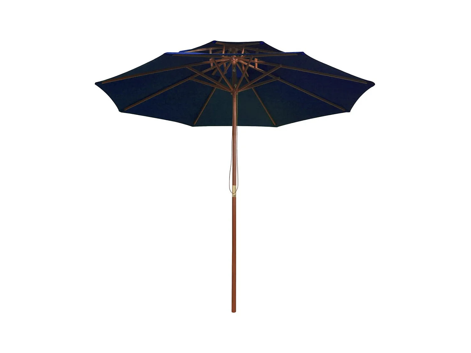 Parasol double avec mât en bois Bleu 270cm