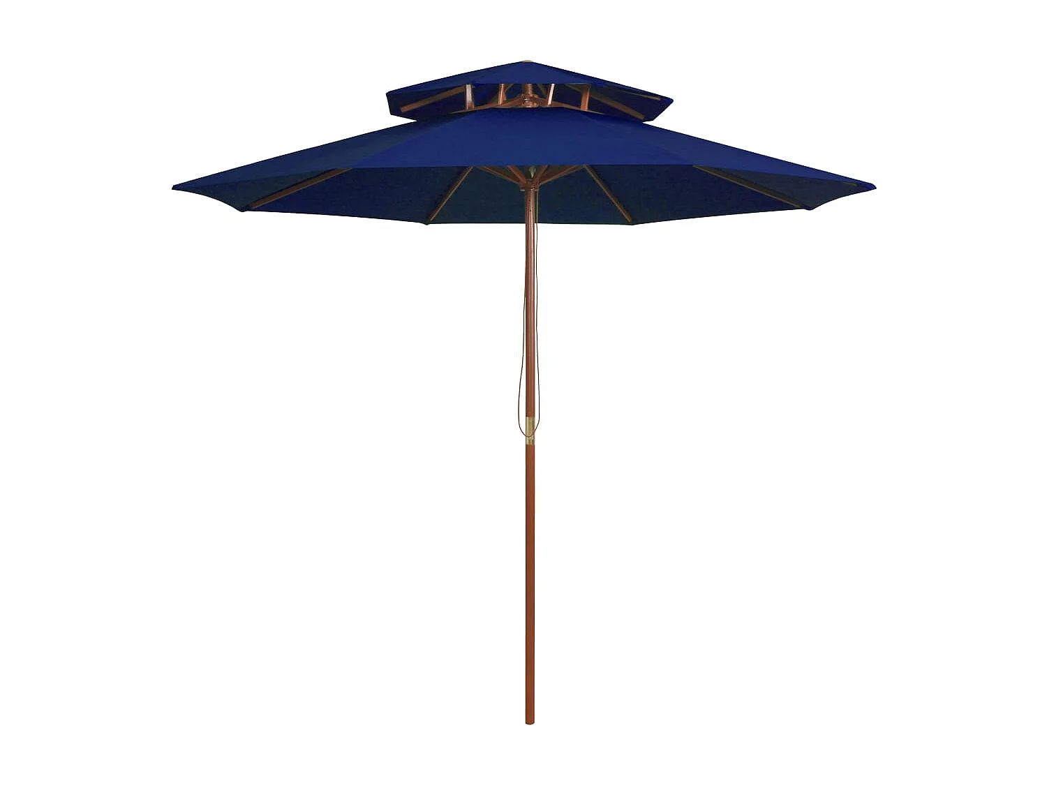 Parasol double avec mât en bois Bleu 270cm