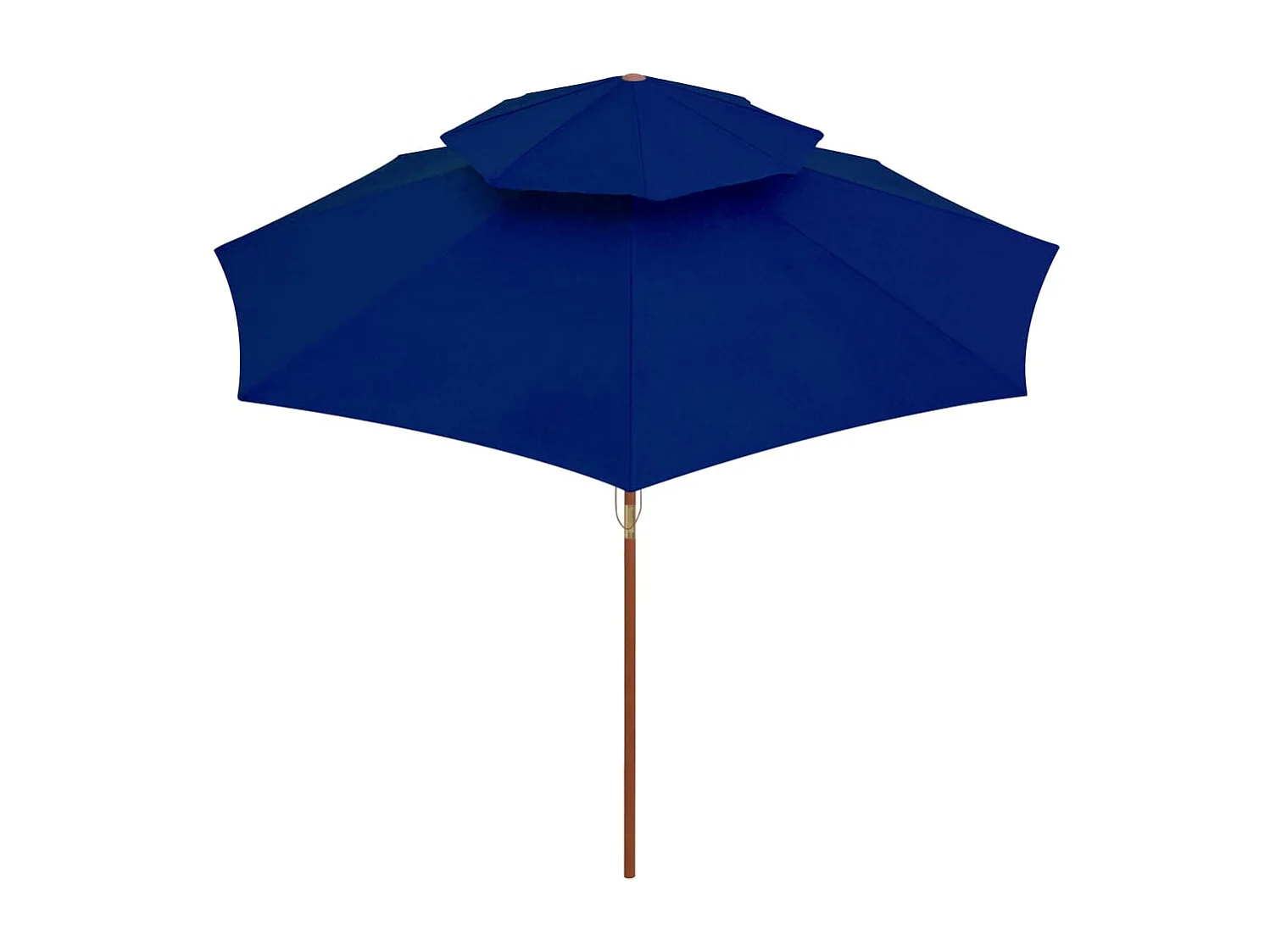 Parasol double avec mât en bois Bleu 270cm