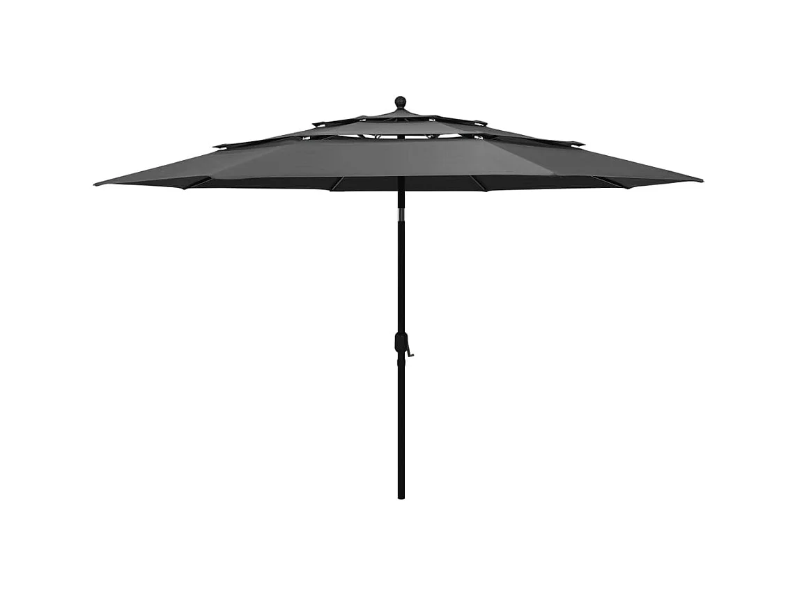Parasol à 3 niveaux avec mât en aluminium Anthracite 3,5 m