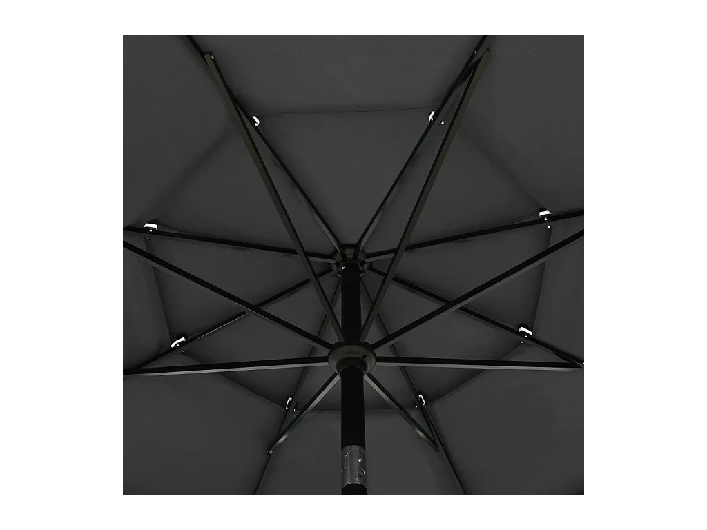 Parasol à 3 niveaux avec mât en aluminium Anthracite 3,5 m