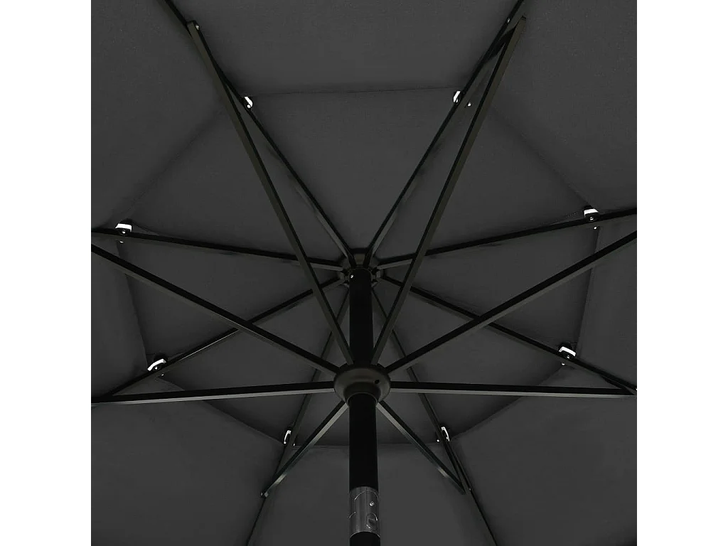 Parasol à 3 niveaux avec mât en aluminium Anthracite 3,5 m