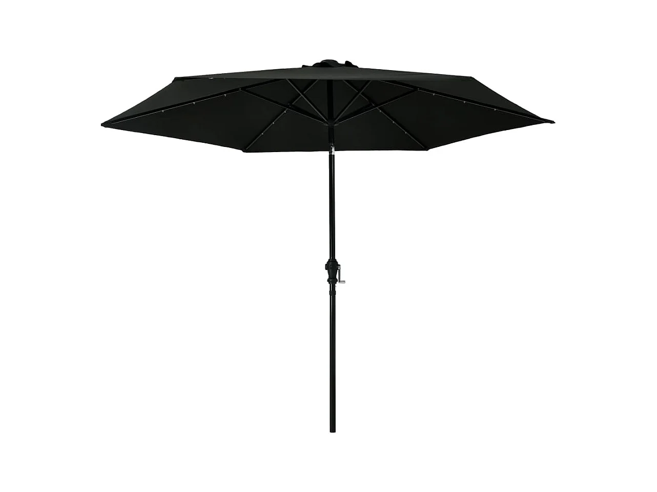Parasol d'extérieur avec LED et mât en acier 300cm Noir