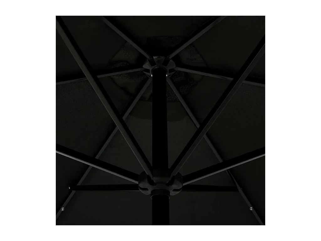 Parasol d'extérieur avec LED et mât en acier 300cm Noir