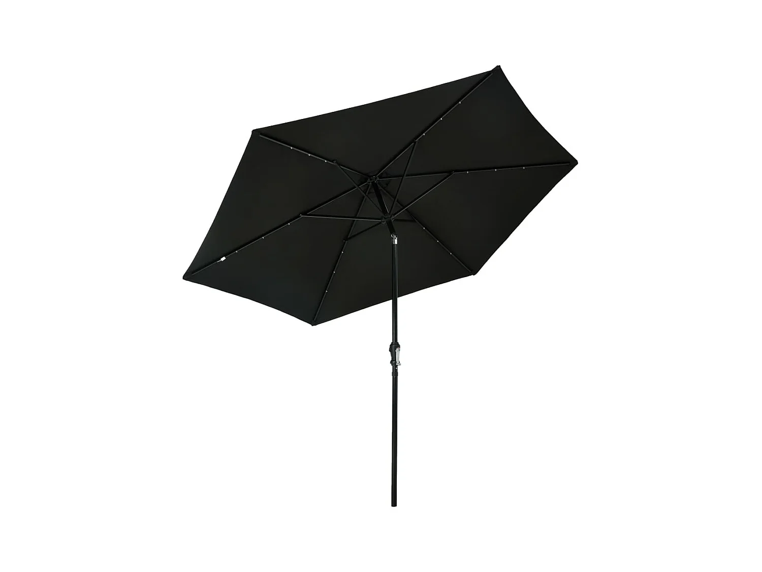 Parasol d'extérieur avec LED et mât en acier 300cm Noir
