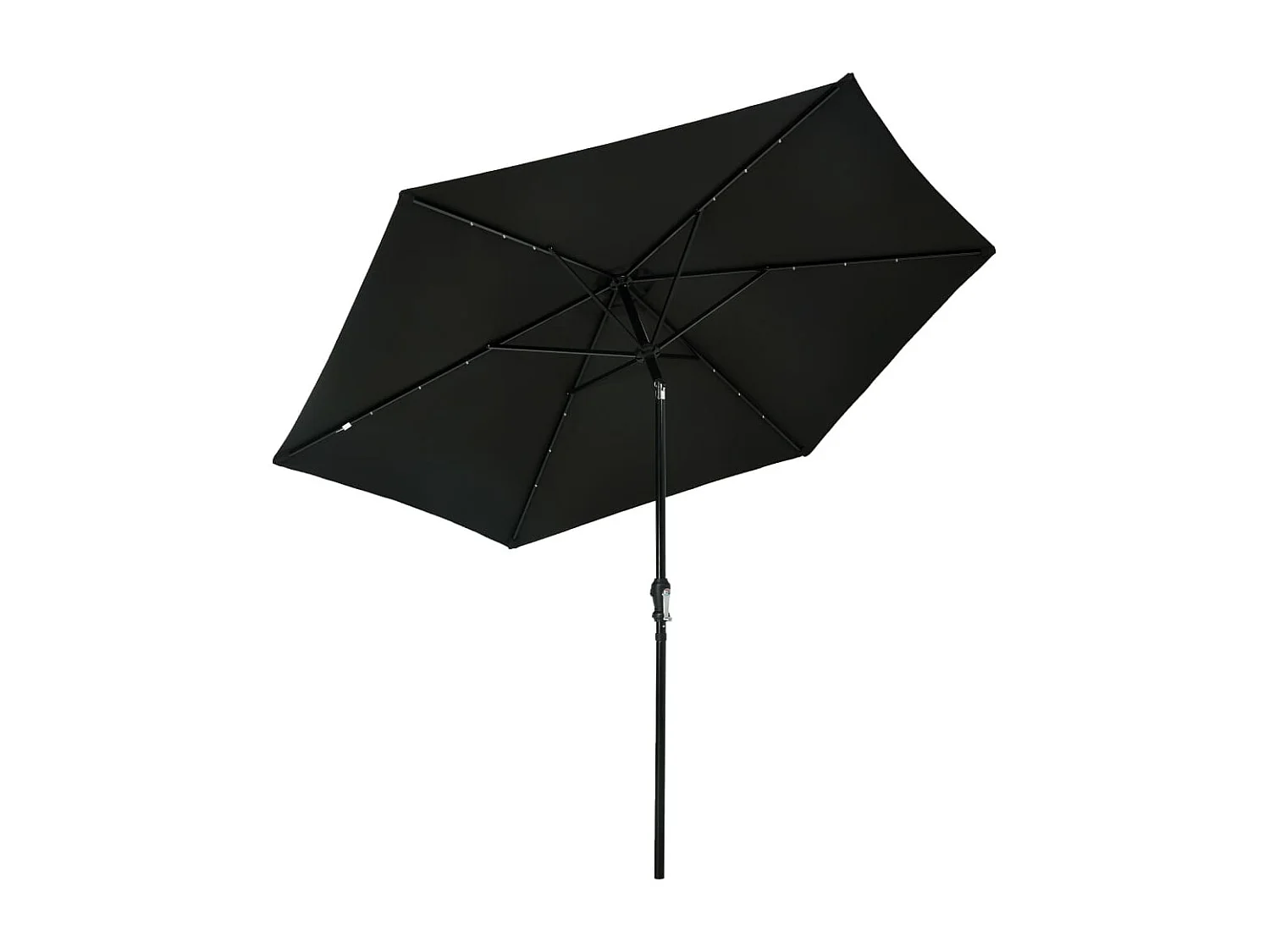Parasol d'extérieur avec LED et mât en acier 300cm Noir