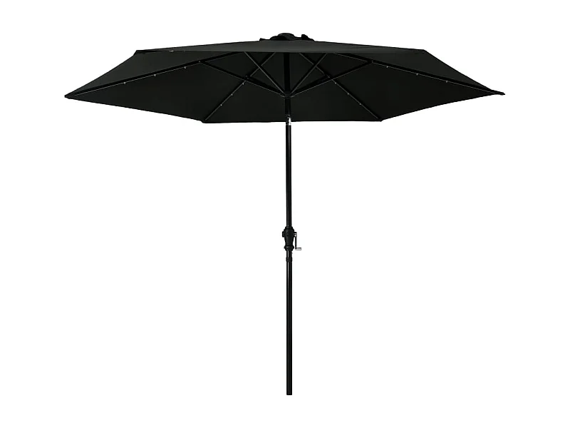 Parasol d'extérieur avec LED et mât en acier 300cm Noir