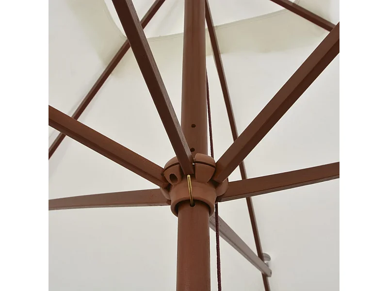 Parasol avec poteau en bois 200x300 Blanc crème