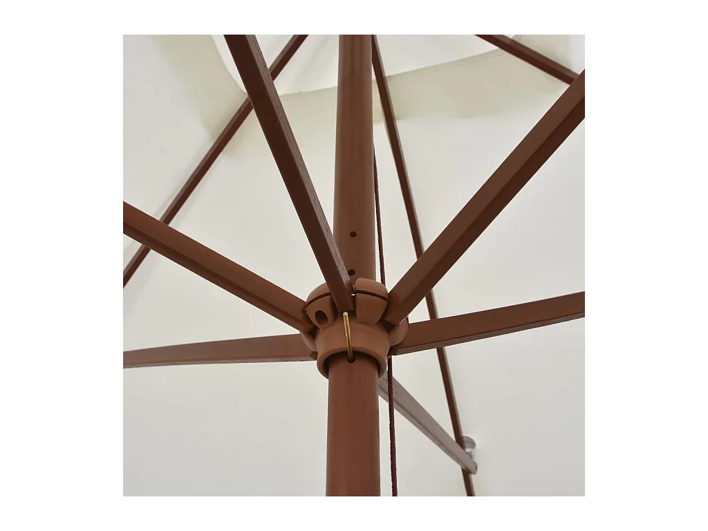 Parasol avec poteau en bois 200x300 Blanc crème