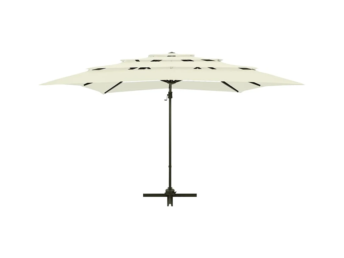 Parasol à 4 niveaux avec mât en aluminium Sable 250x250