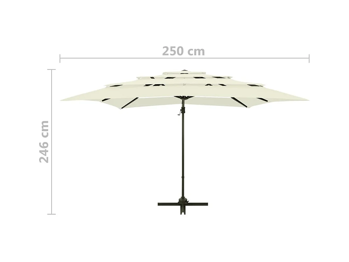 Parasol à 4 niveaux avec mât en aluminium Sable 250x250