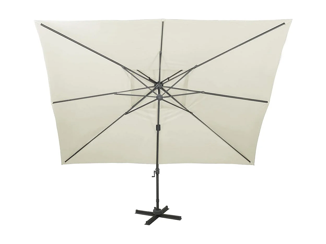 Parasol déporté à double toit Sable 400x300