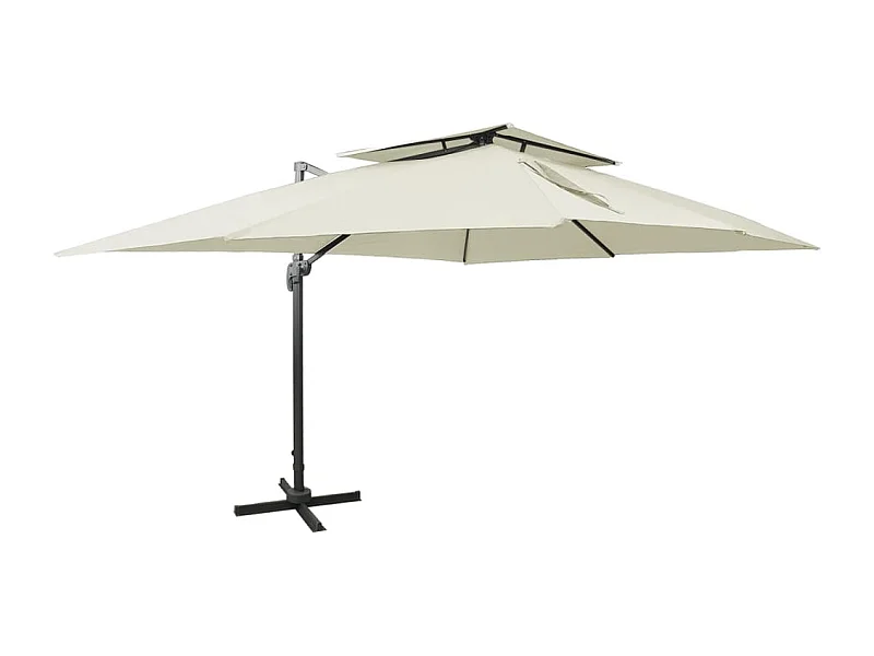 Parasol déporté à double toit Sable 400x300