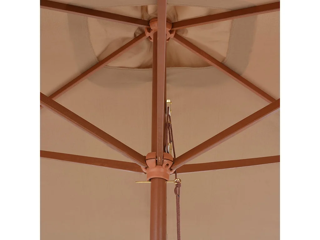 Parasol d'extérieur avec mât en bois 200x300 Taupe