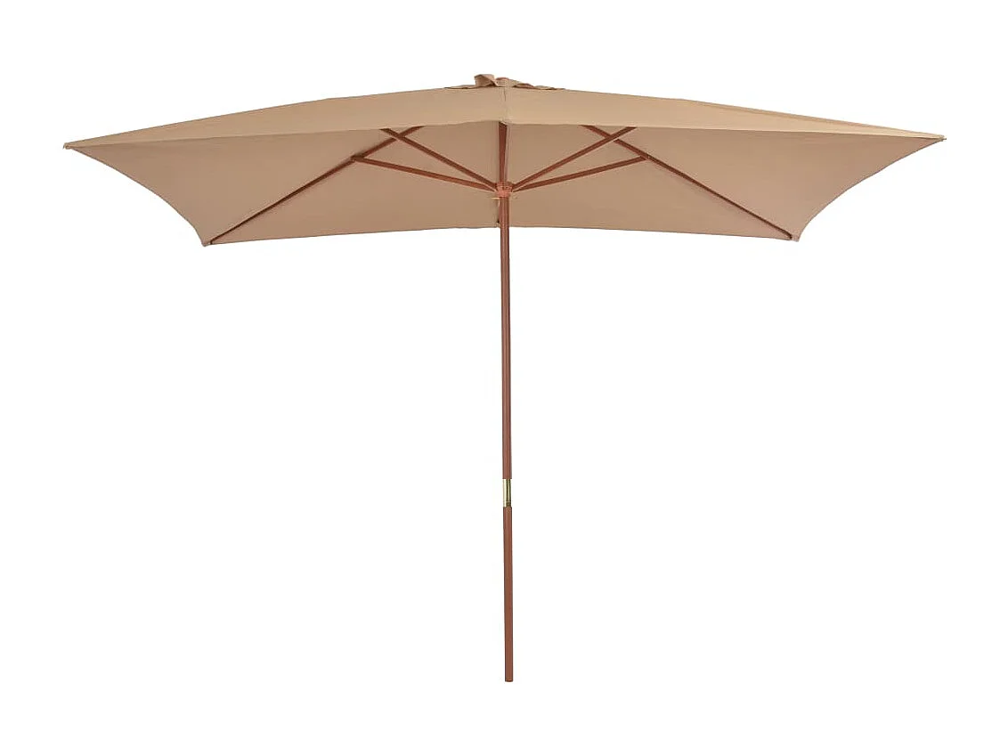 Parasol d'extérieur avec mât en bois 200x300 Taupe