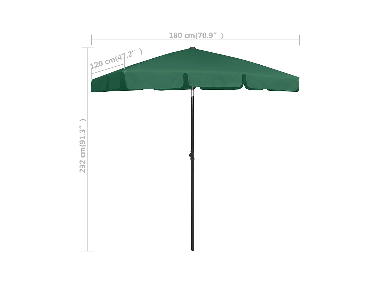 Parasol de plage Vert 180x120