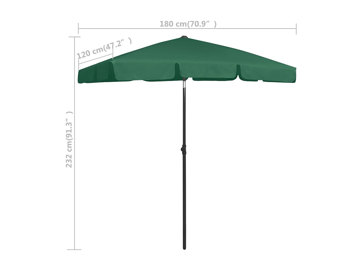 Parasol de plage Vert 180x120