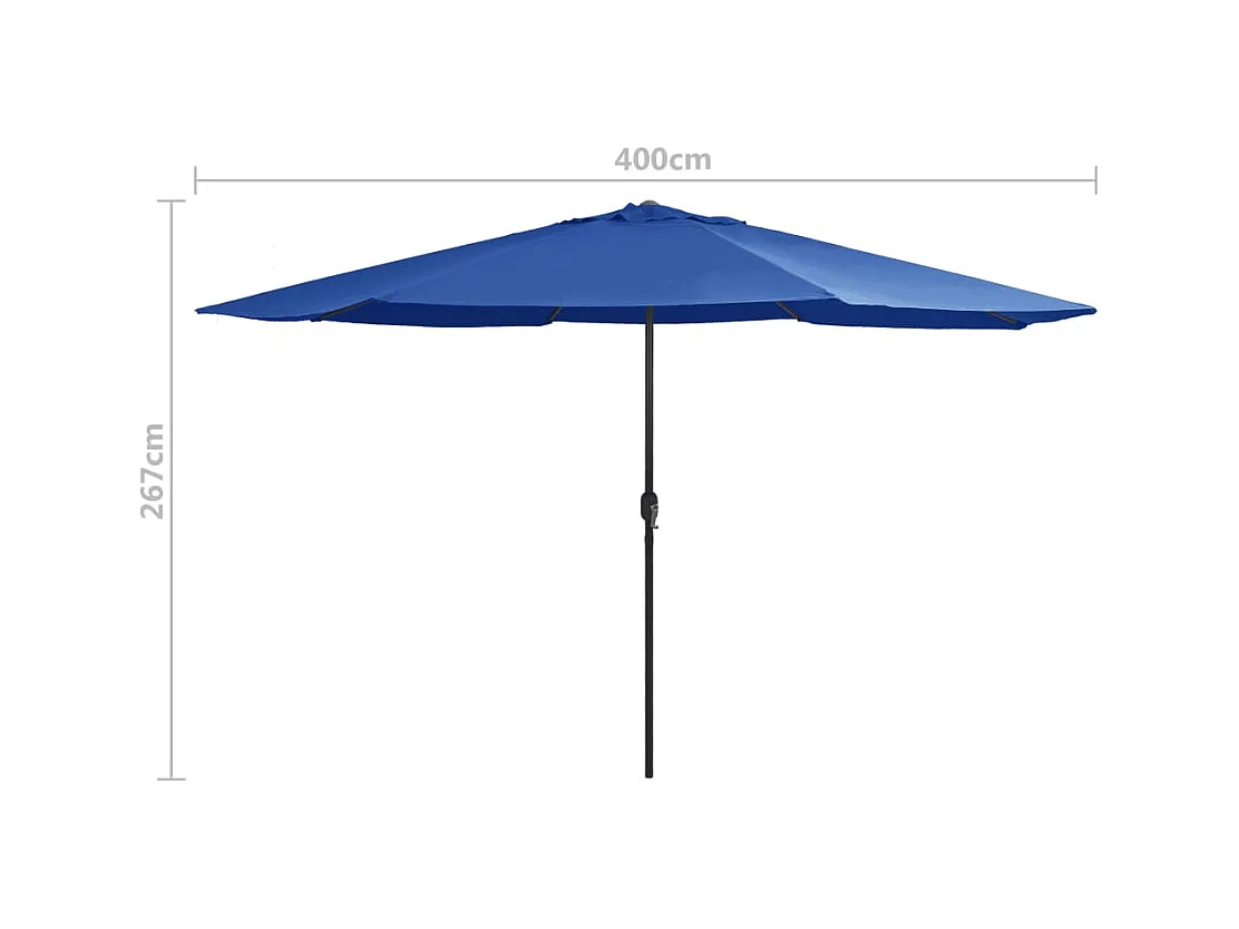 Parasol d'extérieur avec mât en métal 400cm Bleu azuré