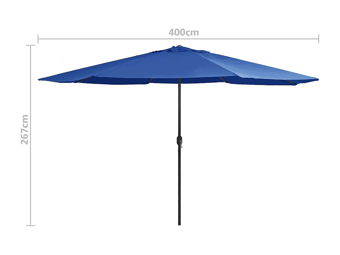 Parasol d'extérieur avec mât en métal 400cm Bleu azuré