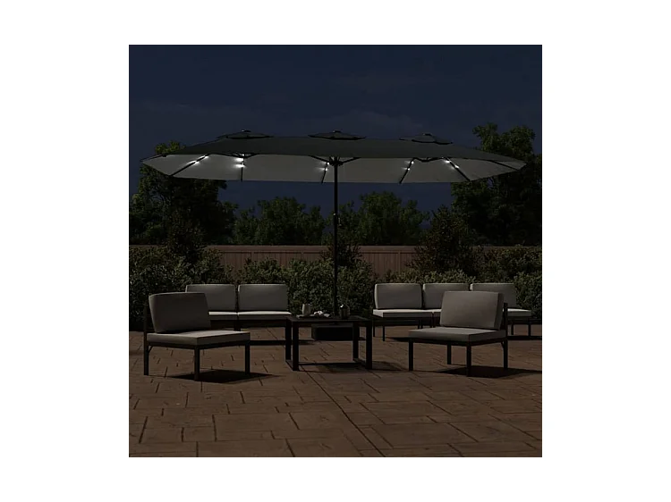 Parasol à double tête avec LED anthracite 449x245