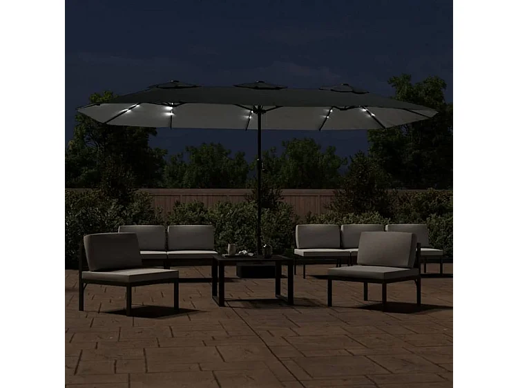 Parasol à double tête avec LED anthracite 449x245