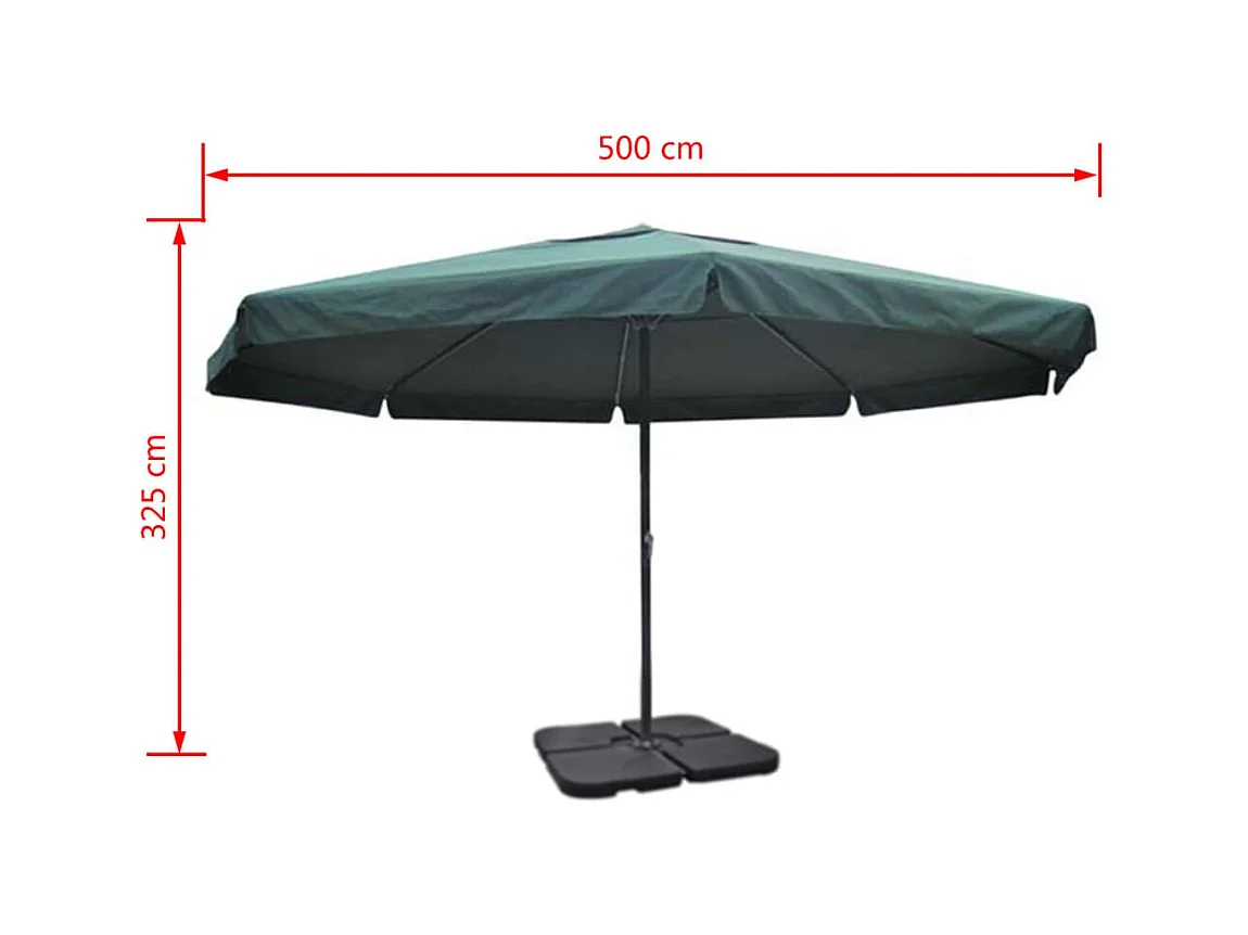 Parasol vert en aluminium avec base mobile