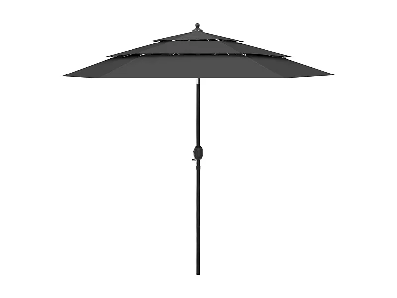 Parasol à 3 niveaux avec mât en aluminium Anthracite 2,5 m