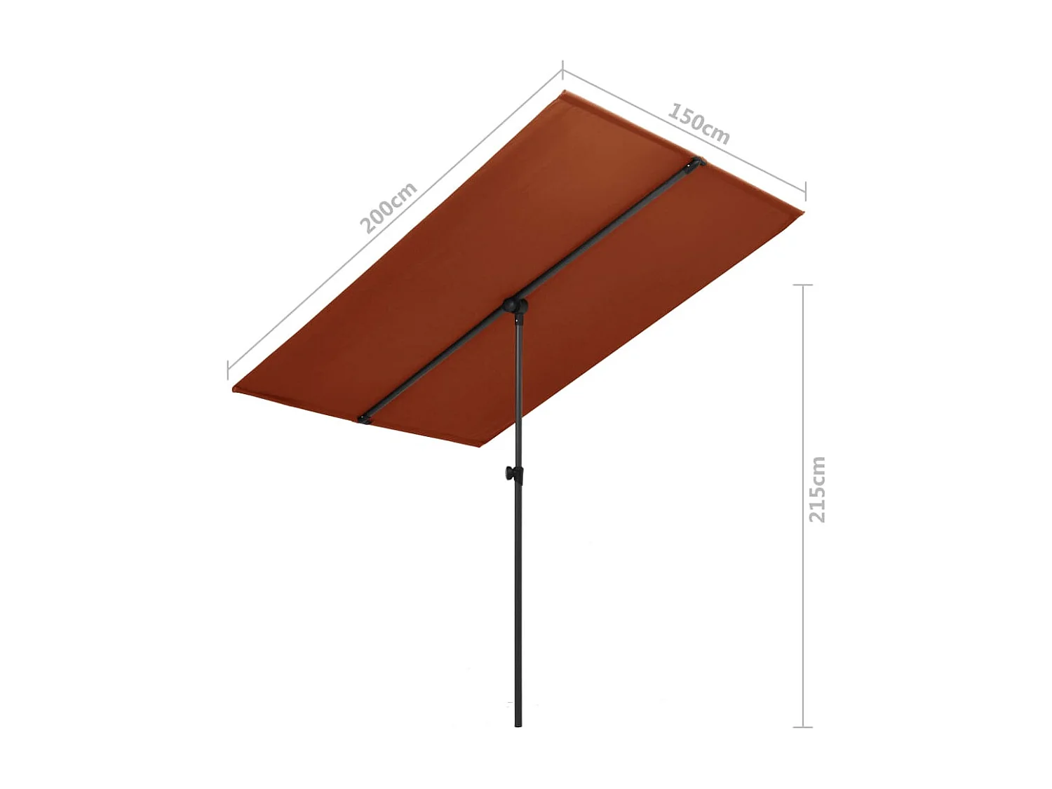 Parasol d'extérieur avec mât en aluminium 2x1,5 m Terre cuite