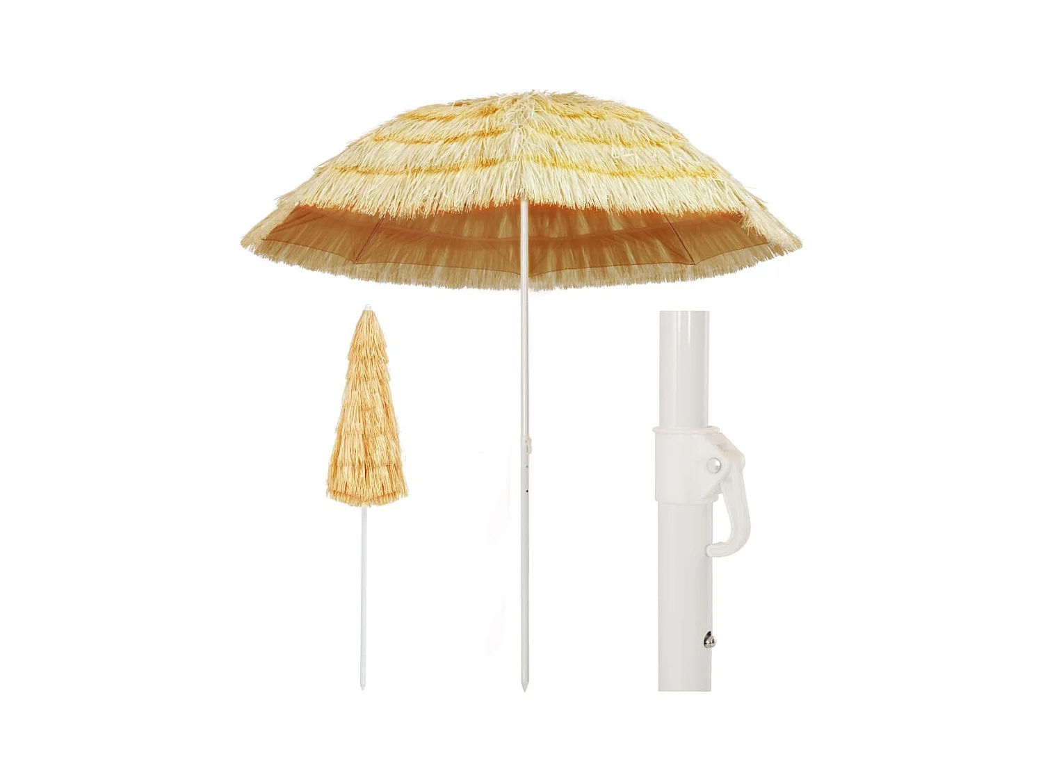 Parasol de plage Naturel 240cm Style hawaïen