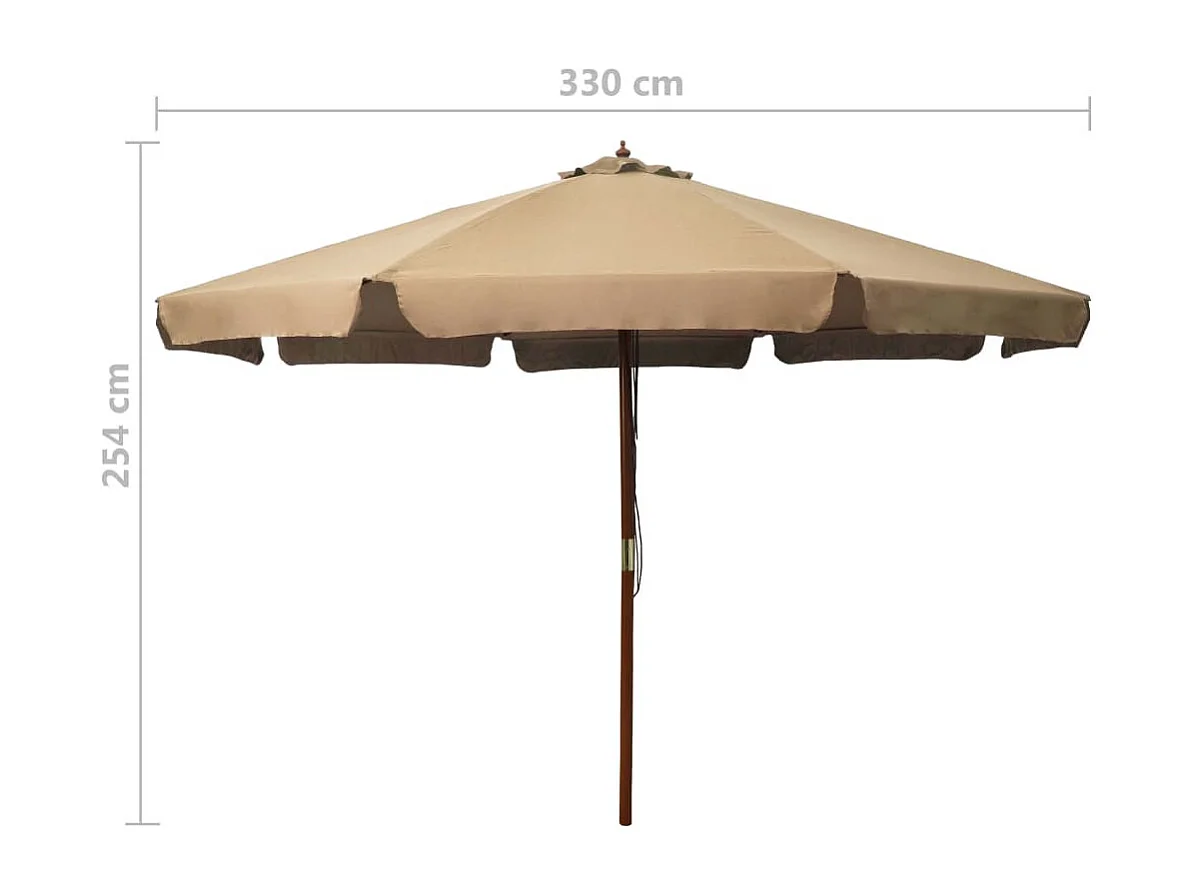 Parasol avec mât en bois 330cm Taupe