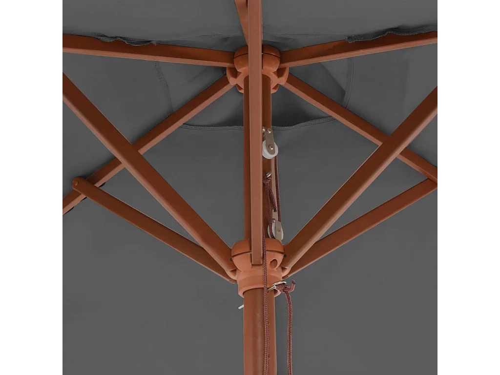 Parasol avec mât en bois 150x200 Anthracite