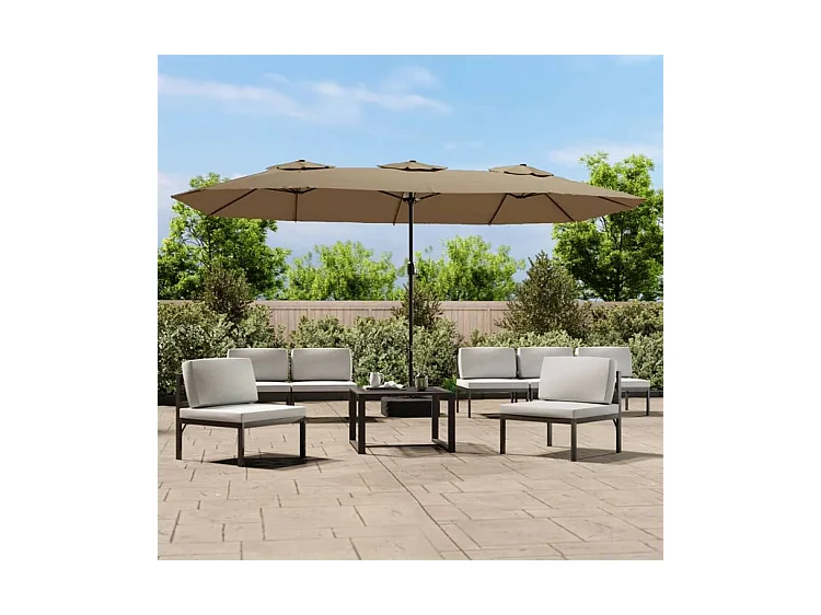 Parasol à double tête avec LED taupe 449x245