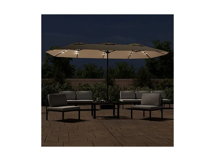Parasol à double tête avec LED taupe 449x245