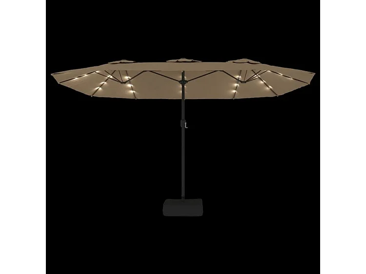 Parasol à double tête avec LED taupe 449x245