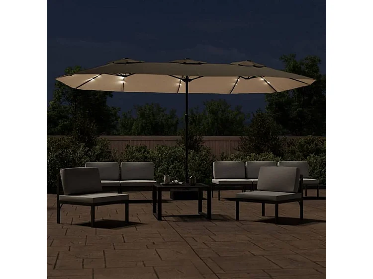 Parasol à double tête avec LED taupe 449x245
