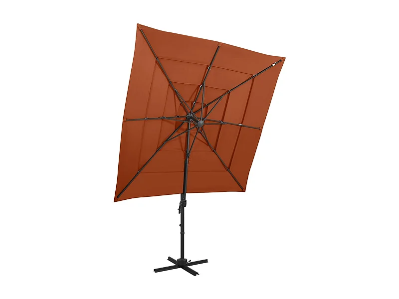 Parasol à 4 niveaux avec mât en aluminium Terre cuite 250x250
