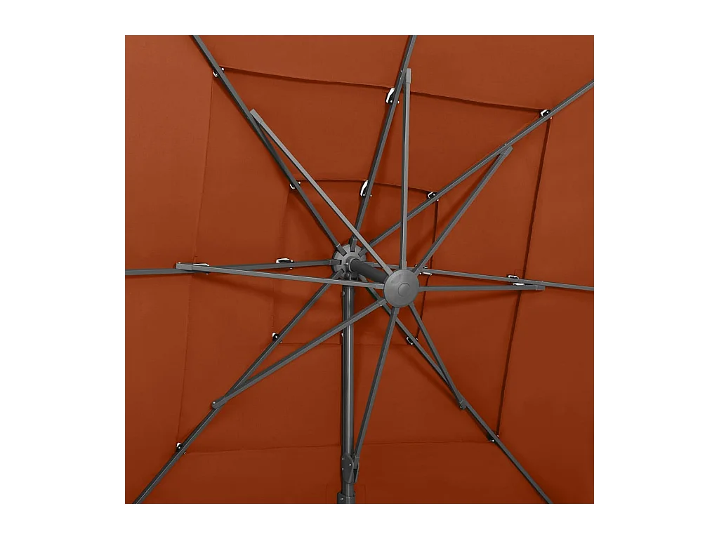 Parasol à 4 niveaux avec mât en aluminium Terre cuite 250x250