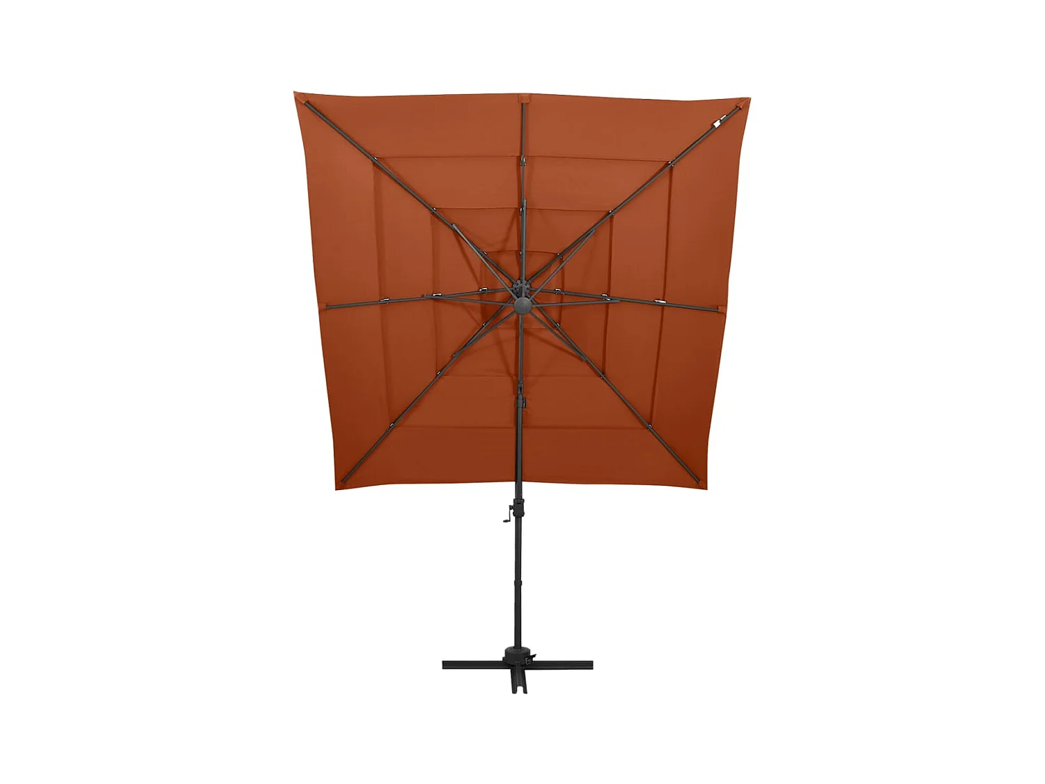 Parasol à 4 niveaux avec mât en aluminium Terre cuite 250x250