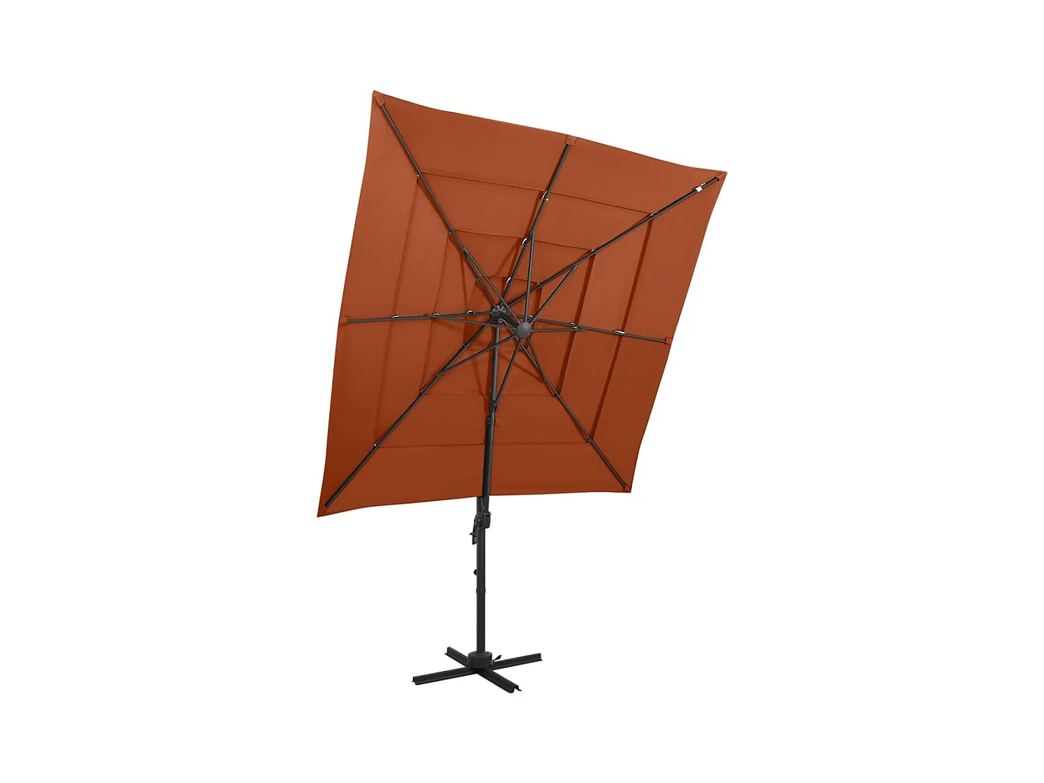 Parasol à 4 niveaux avec mât en aluminium Terre cuite 250x250