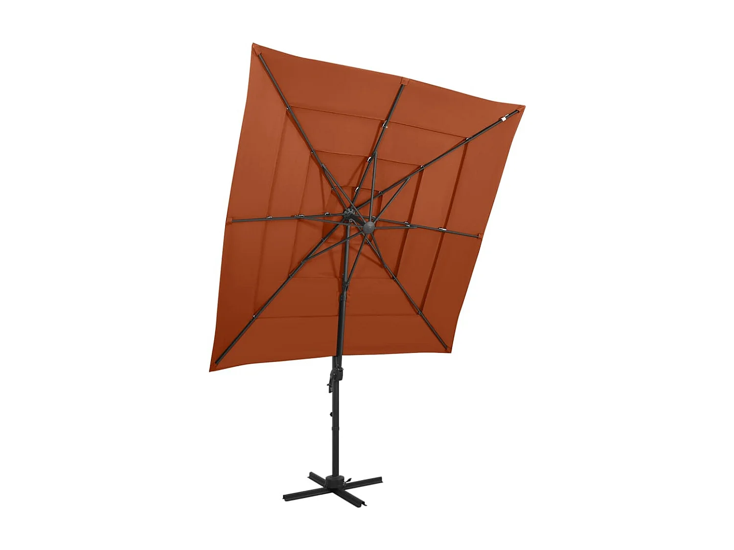 Parasol à 4 niveaux avec mât en aluminium Terre cuite 250x250